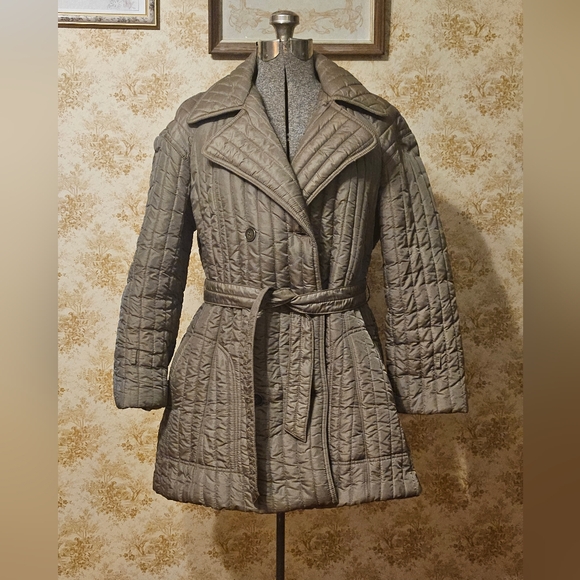 Source Unknown Jackets & Blazers - VINTAGE SIZE 12 60'S PUFFER JACKET GREY-GREEN COLOR